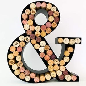 Black wall hanging ampersand (&) wine cork holder